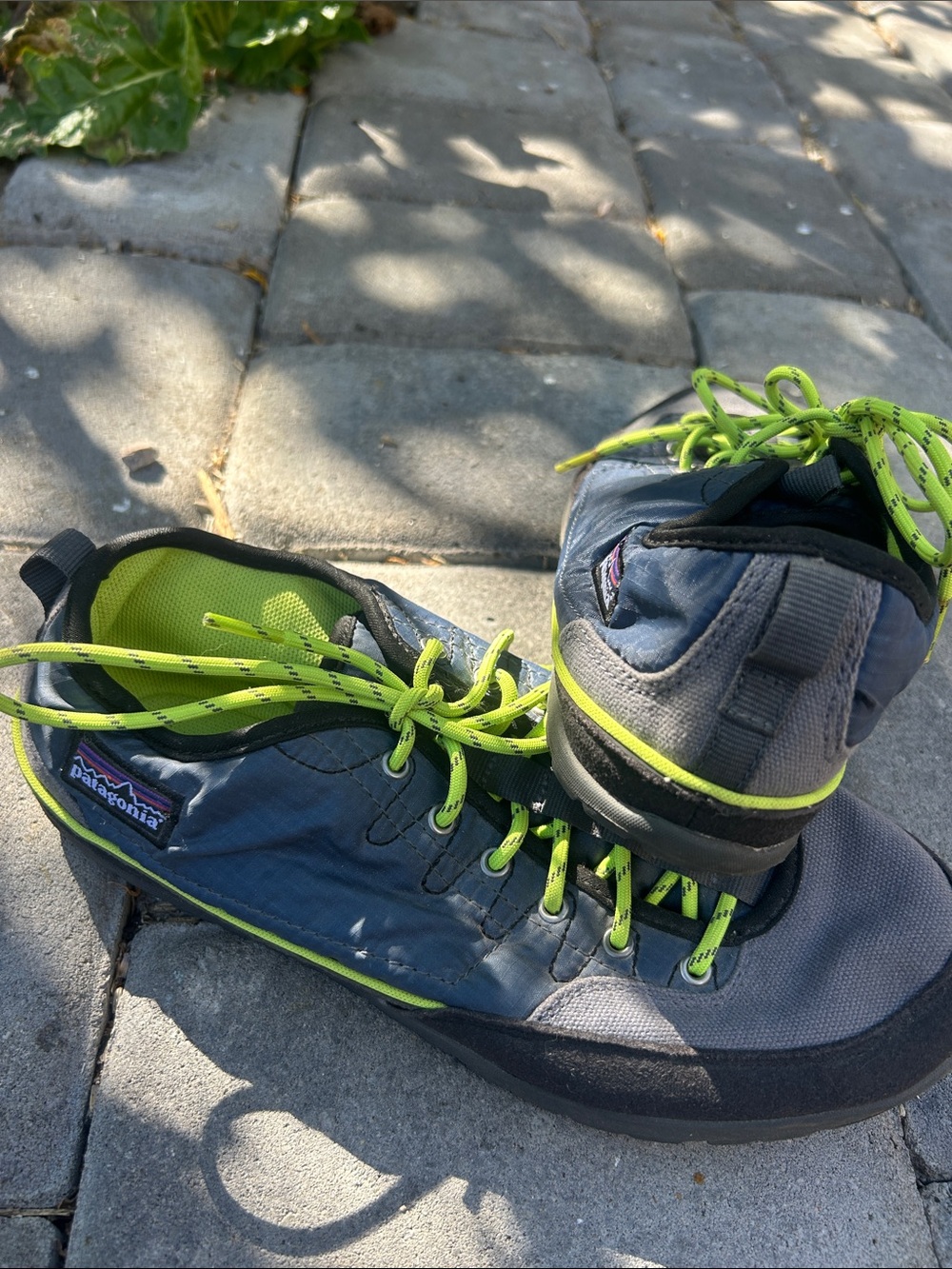 Patagonia Kids Gray and Neon Green Lace-Up Sneakers